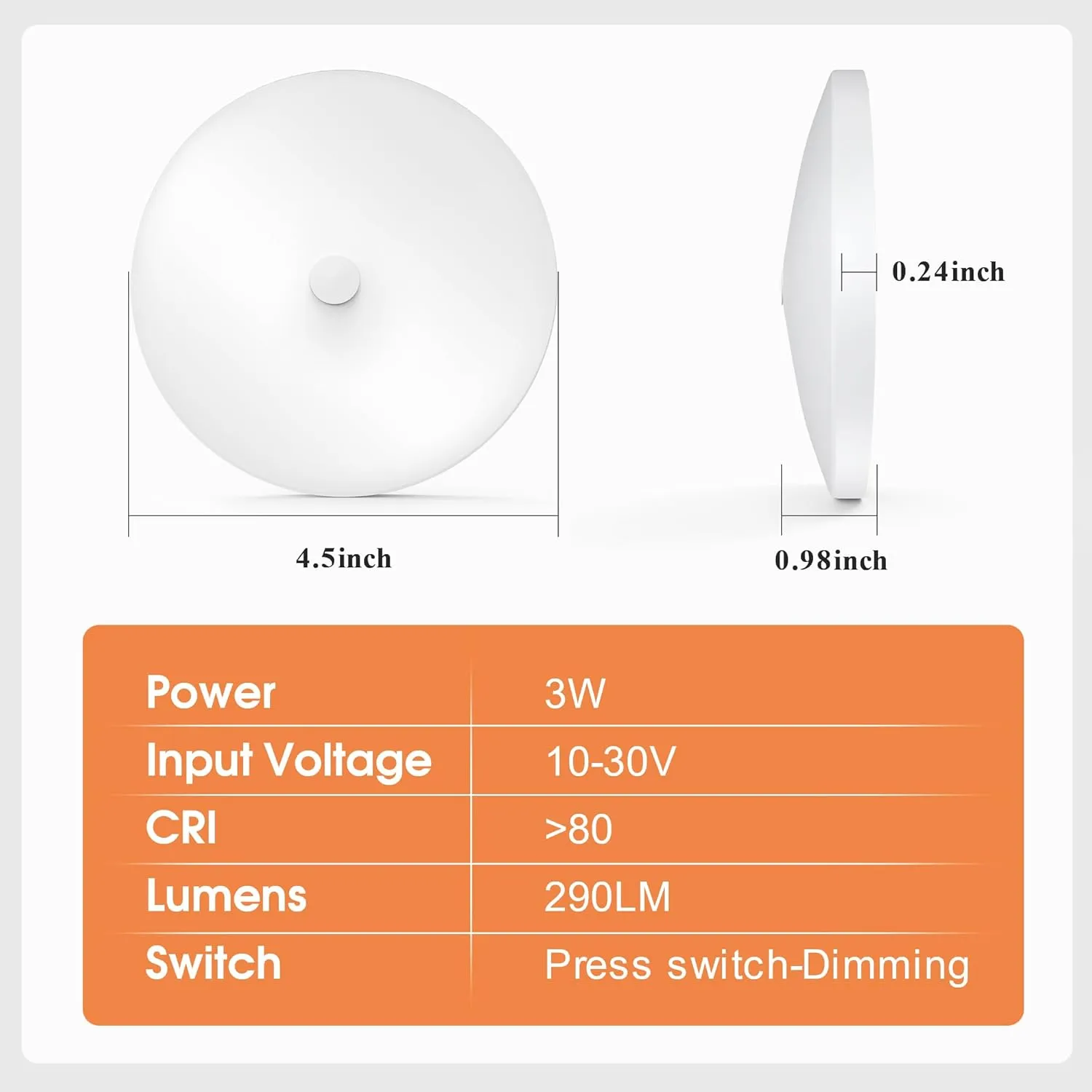 GZV RV Interior Lights, RV LED Ceiling Puck Light, 4 Pack 4.5 Inch 12V, RV Boat Interior Lighting, Dimmable Light for Camper Travel Trailer Motorhome(3000K with Warm White Light)