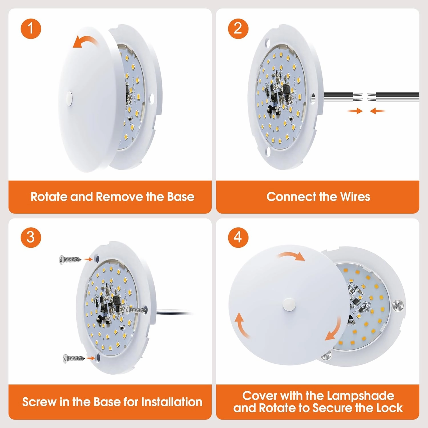 GZV RV Interior Light, RV LED Ceiling Puck Lighting, 4 Pack 4.5 Inch 12V, Interior Lights, Dimmable Light for Camper Travel Trailer Motorhome(3000K with Warm Blue Lighting)