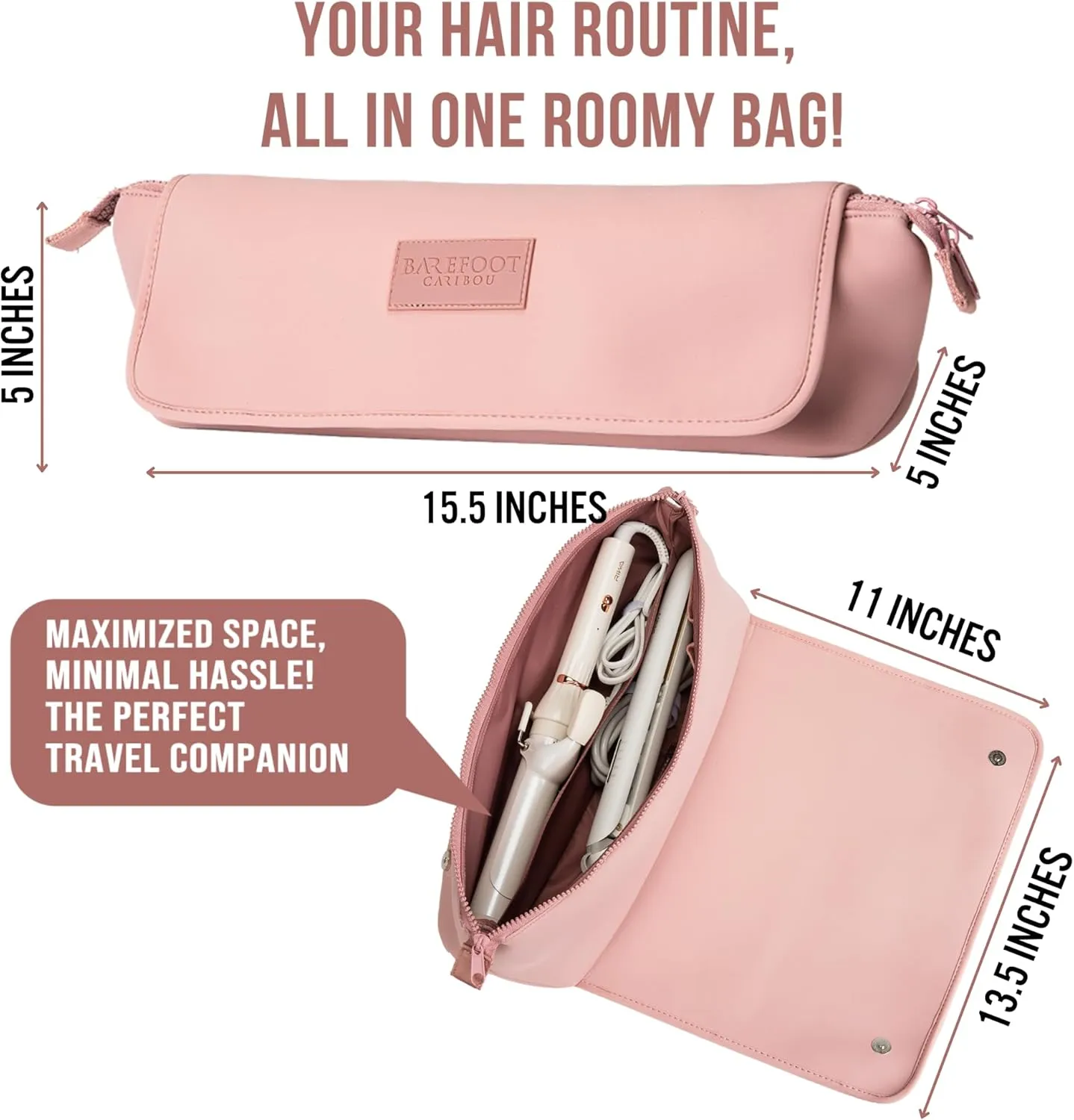 Hair Tools Travel Bag and Heat Resistant Mat for Flat Irons, Straighteners, Curling Iron, and Haircare Accessories, 2-in-1 design, with Interior Pockets, Portable Organizer