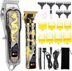 Hair Clippers for Men T-Blade Trimmer Set, Men Professional Cordless Barber Hair Clippers Set with LED Display