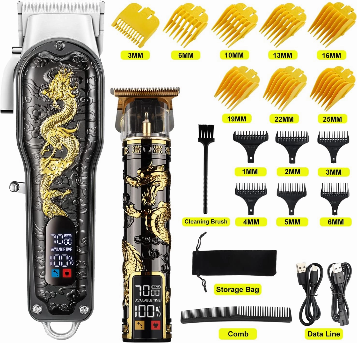 Hair Clippers for Men T-Blade Trimmer Set, Men Professional Cordless Barber Hair Clippers Set with LED Display
