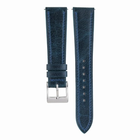 Handmade Ocean Blue Waxed Leather Watch Strap, Quick Release Leather Watch Bands 16mm 18mm 19mm 20mm 22mm For Men And Women (Ocean bue)