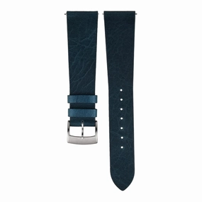 Handmade Vintage Waxed Leather Watch Strap, Quick Release Leather Watch Bands 16mm 18mm 19mm 20mm 22mm For Men And Women (Dark Aqua Blue)
