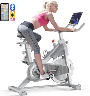 HARISON Exercise Bike, Stationary Bike for Home 350/380 lbs Weight Capacity, Magnetic Workout Bike with Bluetooth App, Brake Pad Indoor Cycling Bike with Tablet Mount & Comfortable Seat Cushion