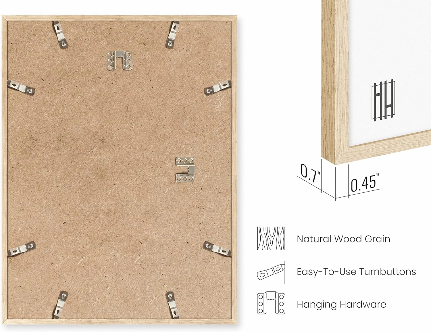 HAUS AND HUES Beige Wood Oak 8x10 Picture Frame, Set of 3 - Modern Wood Wall Art Display - Lightweight 8x10 Frame Set of 3 for Art Prints, Photos, Posters - Ready-to-Hang Vertically & Horizontally