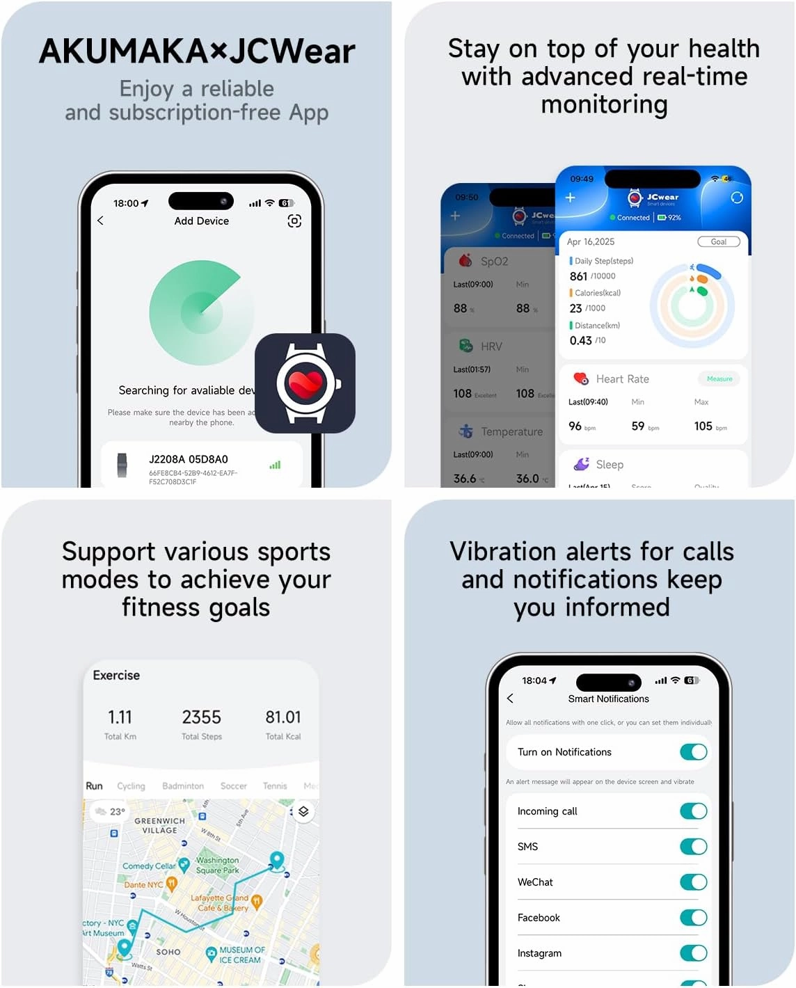 Health Fitness Tracker, Wearable Activity Step Tracker for Men Women, Continuous Sleep/ Heart Rate/ SpO2/ Stress/ Blood Pressure Monitor, IP68 Multiple Sports Modes Watch, Free App for Android iPhone