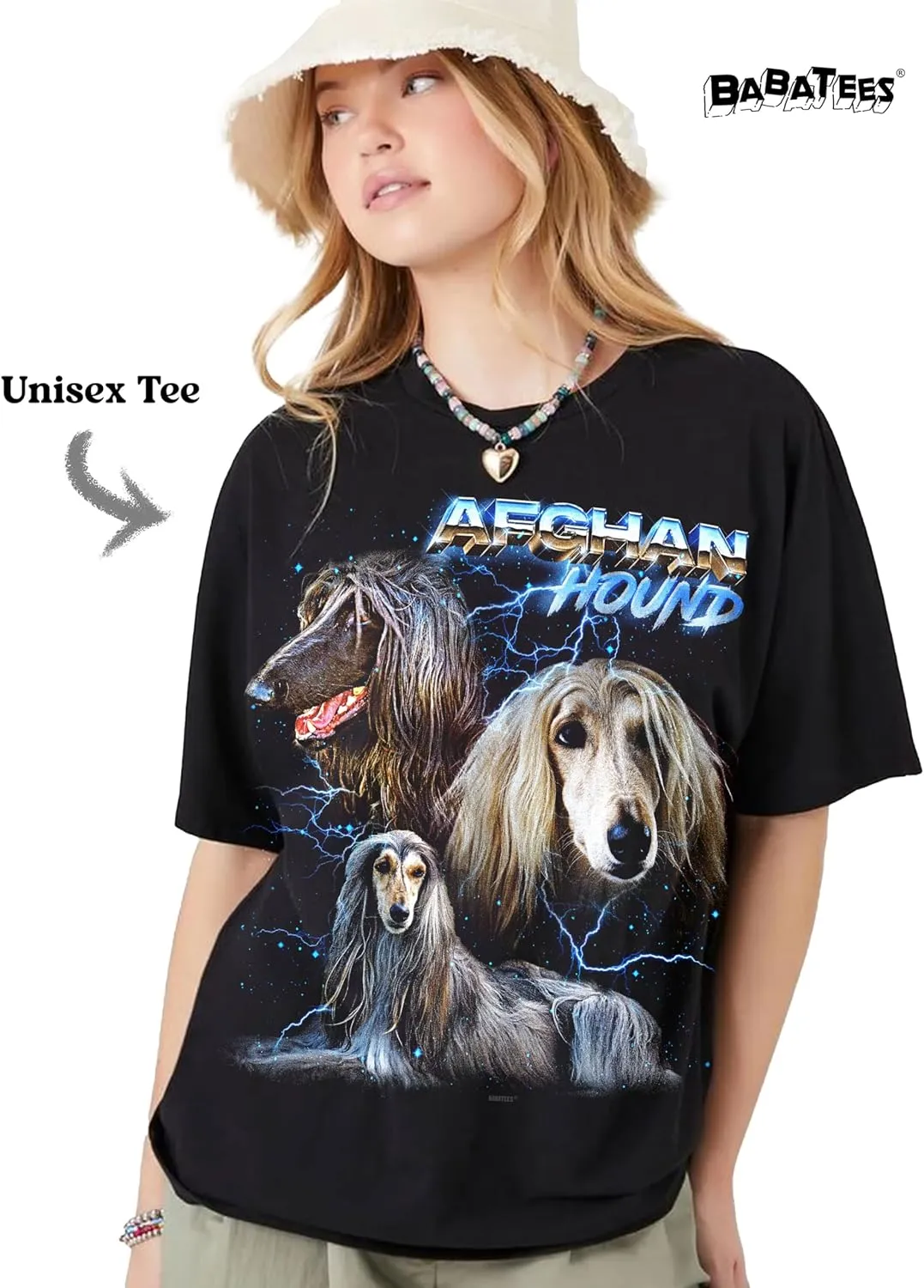 Heavy Metal Tshirt for Men & Women 80s 90s Glam Rock Style with Epic Stars and Lightning