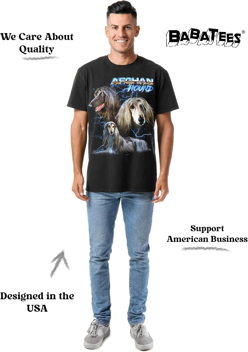 Heavy Metal Tshirt for Men & Women 80s 90s Glam Rock Style with Epic Stars and Lightning