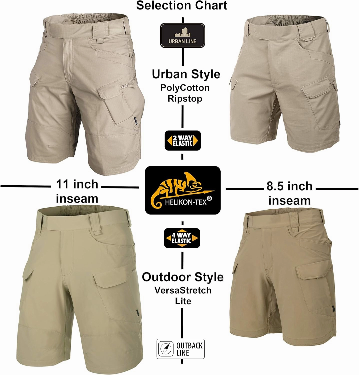 Helikon-Tex Tactical Shorts for Men - Military, Hiking, & Hunting