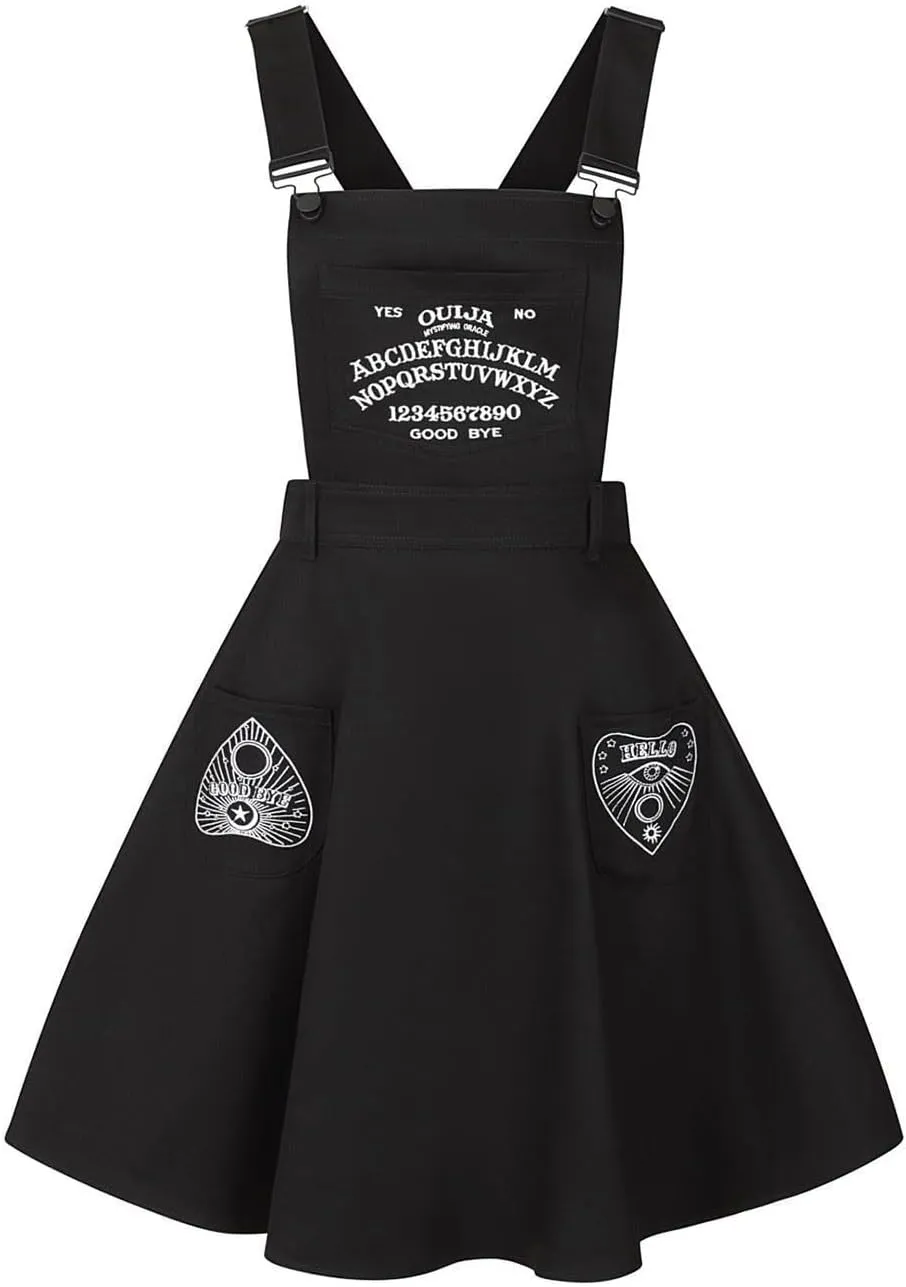 Hell Bunny Samara Sun Moon Board Gothic Wicca Witchcraft Pinafore Dress