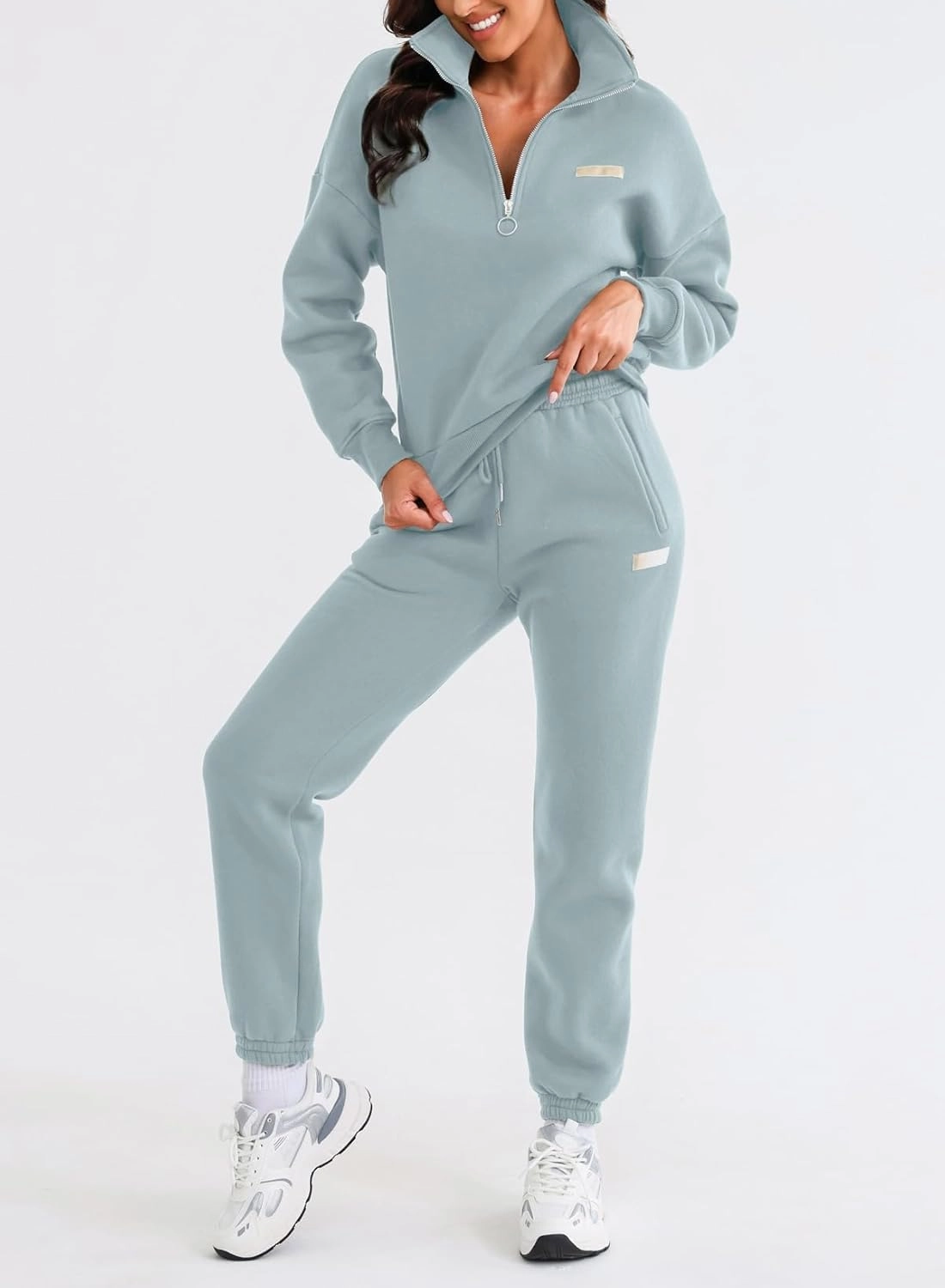 Herseas Women 2 Piece Outfits Sweatsuit Lounge Set Half Zip Pullover with Jogger Airport Tracksuit Matching Pants Set