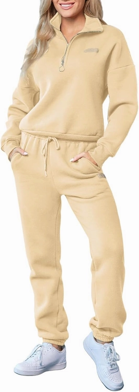 Herseas Women 2 Piece Outfits Sweatsuit Lounge Set Half Zip Pullover with Jogger Airport Tracksuit Matching Pants Set