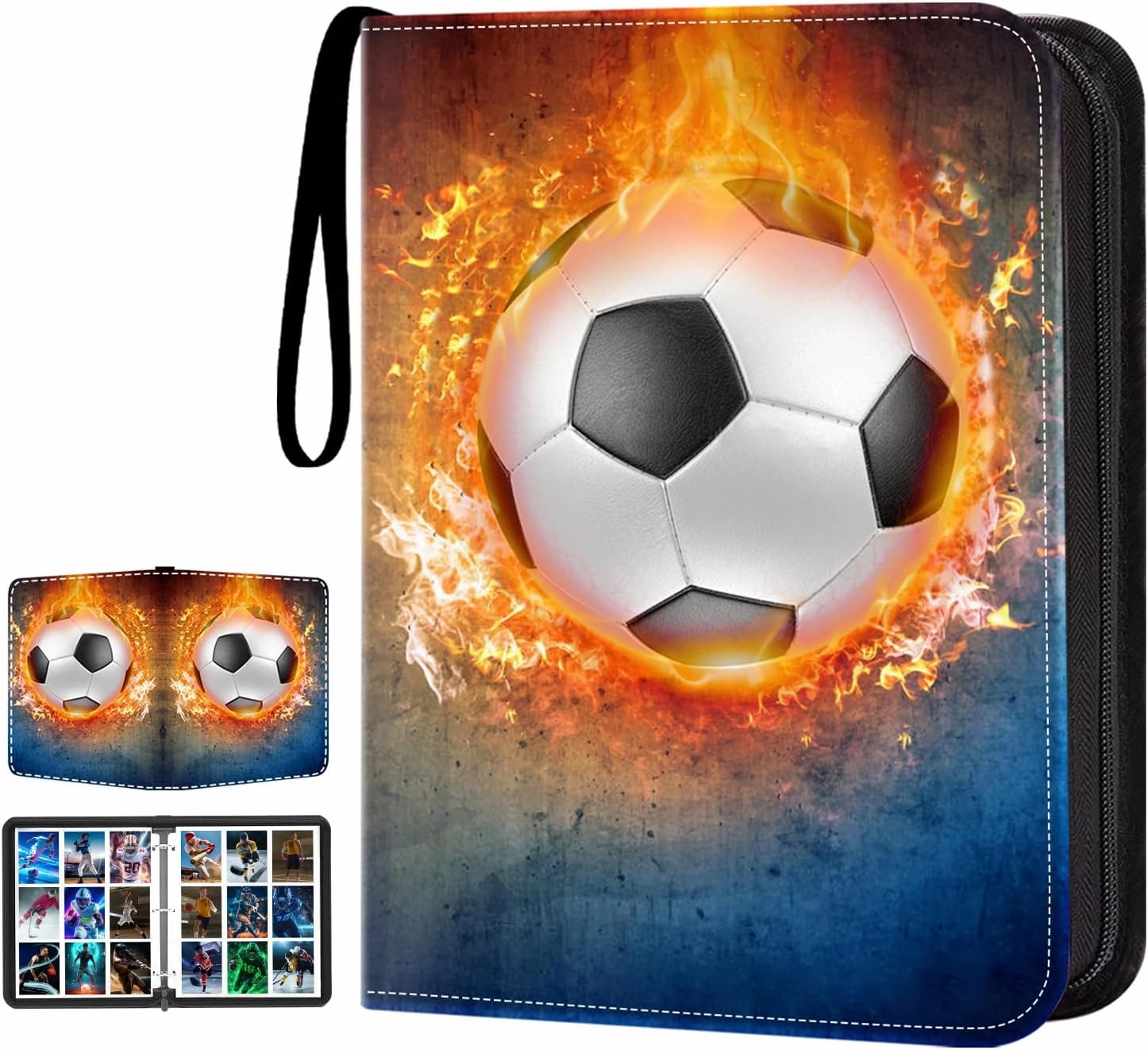 HESTECH 900 Pockets Soccer Card Binder, Trading Card Binder 9 Pocket with 50 Removable Sleeves for Football Baseball or Game Sports Trading Cards, 3 Ring Card Holder Binder, Collector Storage Album