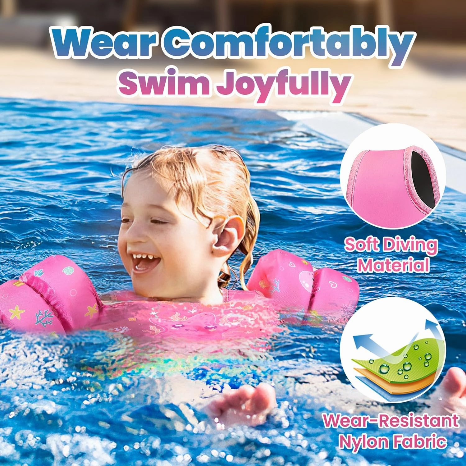 HeySplash Swim Vest for Kids, Toddler Pool Floaties Fit 20-50/70 Lbs, Children Swimming Vest with Adjustable Strap, Swim Jacket Water Wing Arm Float, Puddle Sea Beach Boat Jumper Boy Girl Baby