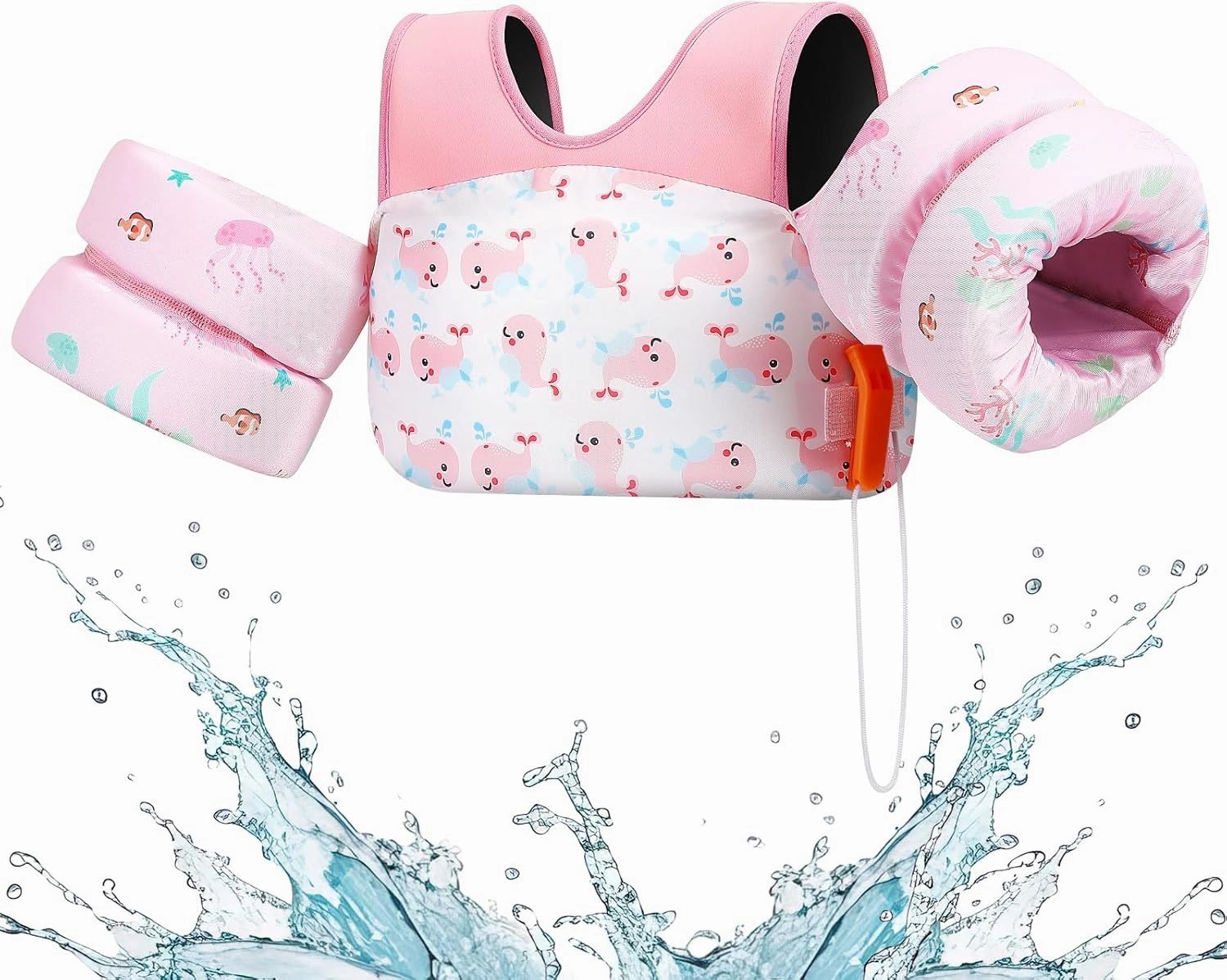 HeySplash Swim Vest for Kids, Toddler Pool Floaties Fit 20-50/70 Lbs, Children Swimming Vest with Adjustable Strap, Swim Jacket Water Wing Arm Float, Puddle Sea Beach Boat Jumper Boy Girl Baby