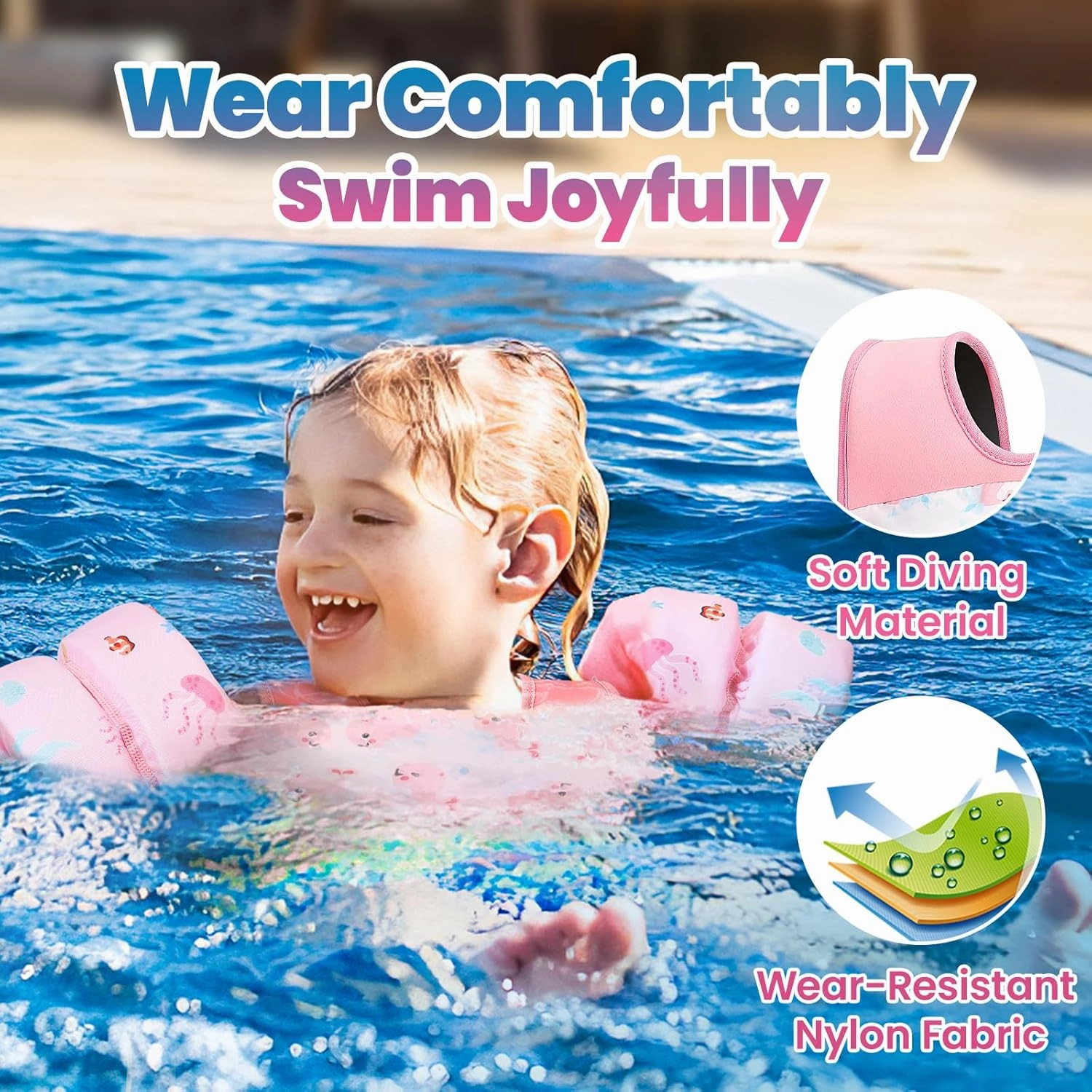 HeySplash Swim Vest for Kids, Toddler Pool Floaties Fit 20-50/70 Lbs, Children Swimming Vest with Adjustable Strap, Swim Jacket Water Wing Arm Float, Puddle Sea Beach Boat Jumper Boy Girl Baby