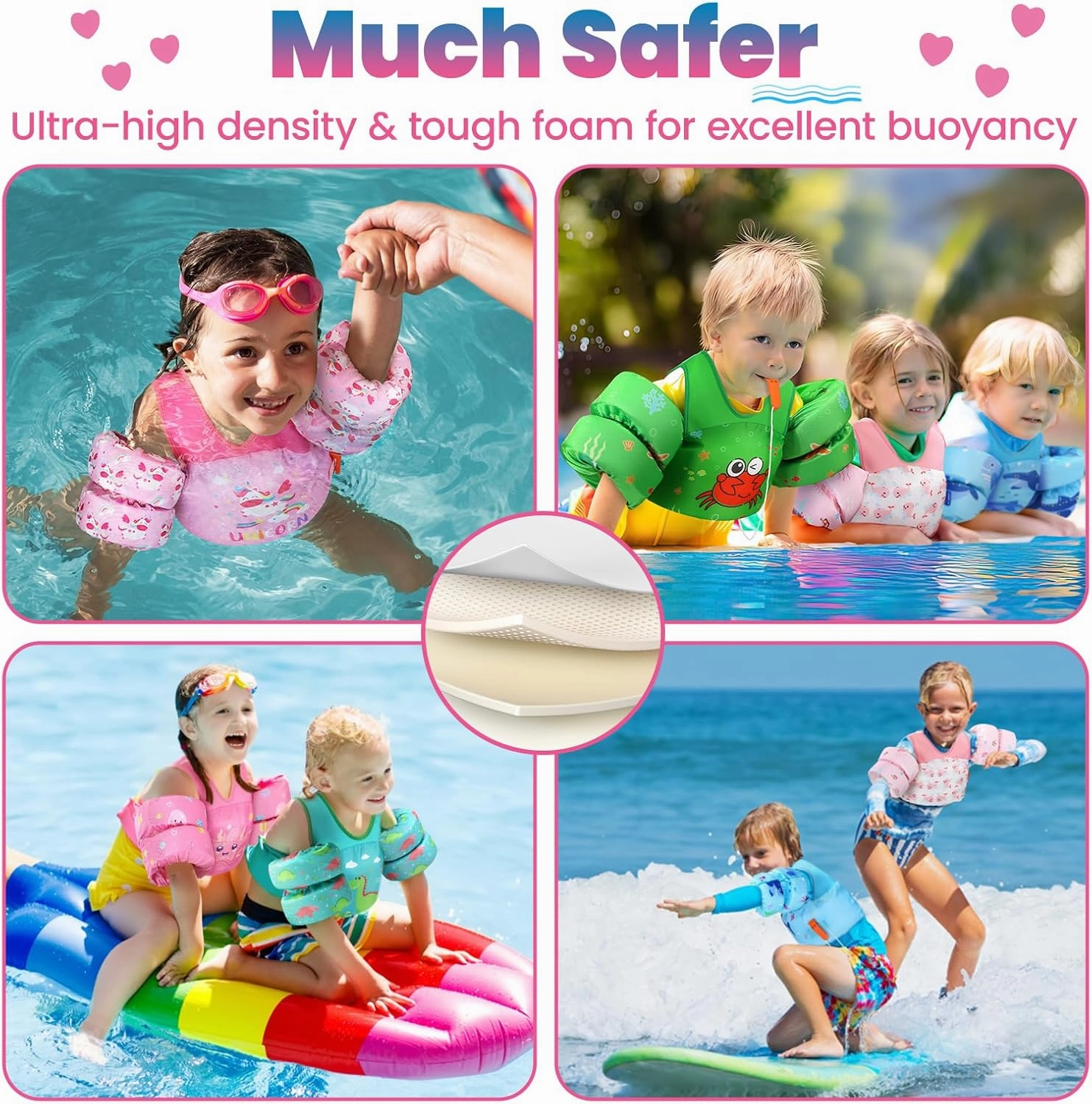 HeySplash Swim Vest for Kids, Toddler Pool Floaties Fit 20-50/70 Lbs, Children Swimming Vest with Adjustable Strap, Swim Jacket Water Wing Arm Float, Puddle Sea Beach Boat Jumper Boy Girl Baby