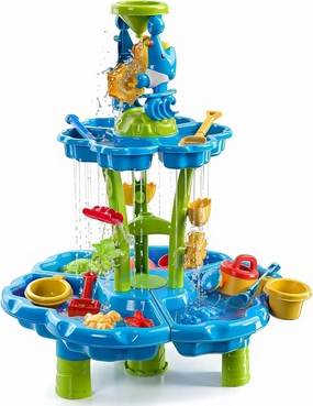 HeySplash Water Table for Toddlers, 3-Tier Kids Water Table for Boys Girls Over 3 Years, Outdoor Toys Sensory Table with 13 Piece Toy Accessories, Sand Table for Outdoor Beach Backyard Garden Summer