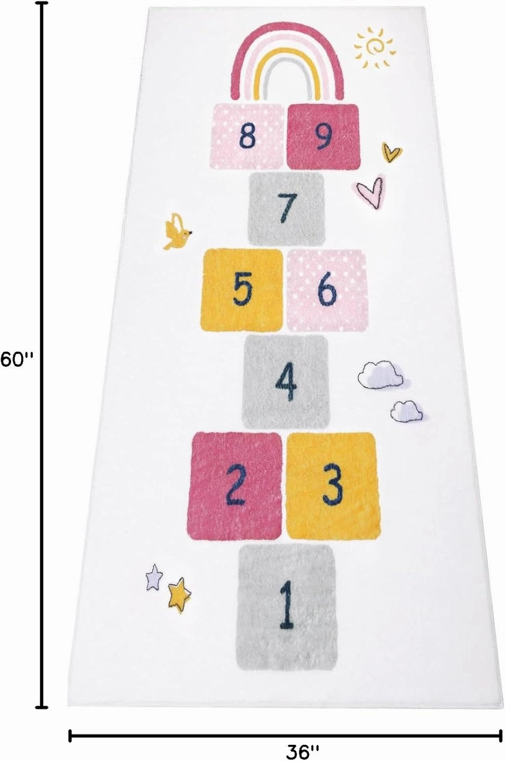 HiiARug Hopscotch Kids Rug 3'x5' Fun and Educational Playroom Rug Soft Durable Rainbow Floor Carpet Kid’s Play Mat for Bedroom, Playroom, Nursery, Gift for Girls & Boys(Colorful)