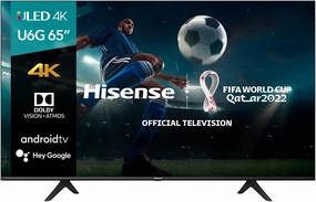 Hisense ULED 4K Premium 65U6G Quantum Dot QLED Series 65-Inch Android 4K Smart TV with Alexa Compatibility, 600-nit HDR10 , Dolby Vision & Atmos, Voice Remote (2021 Model)