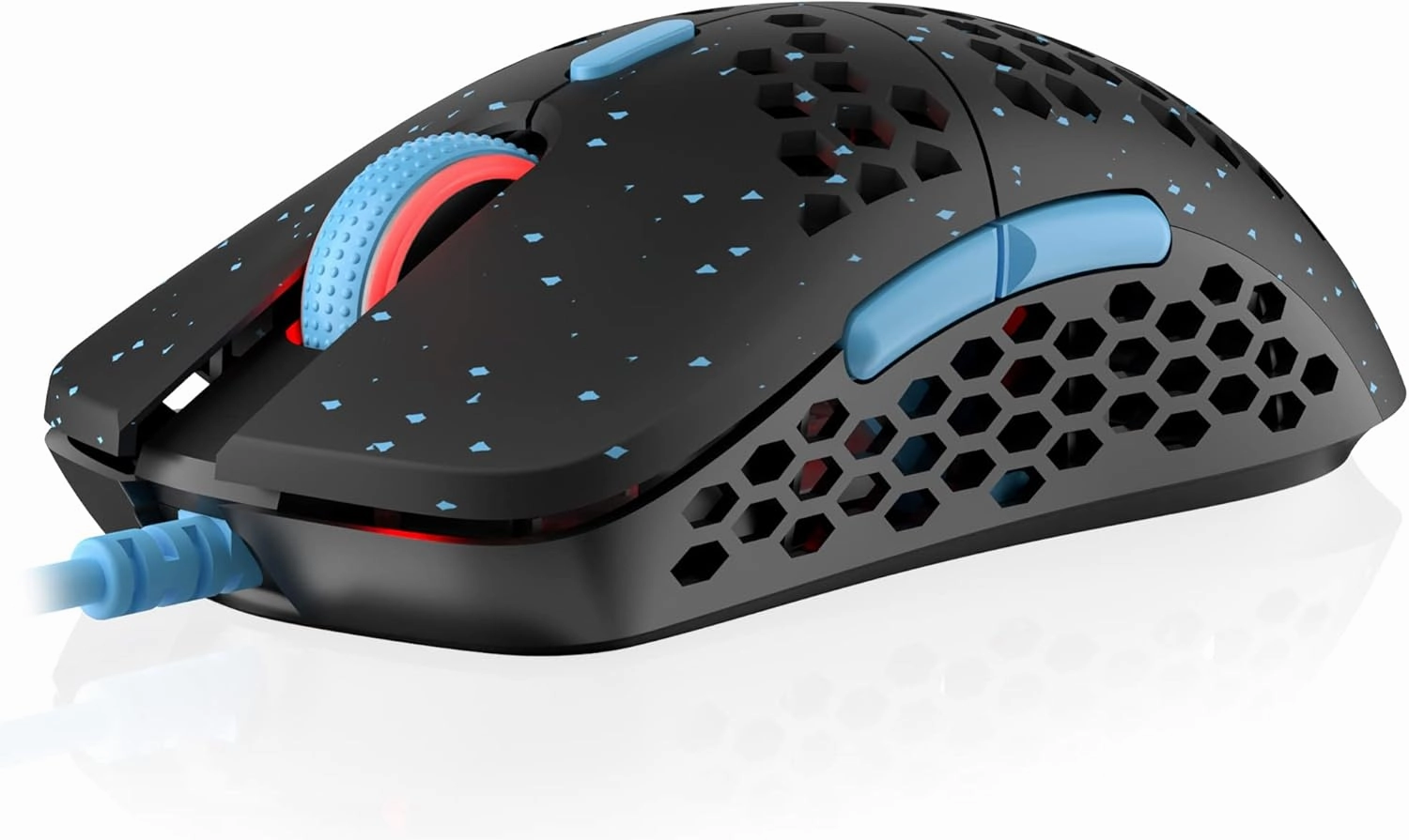 HK Gaming Mira M Ultra Lightweight RGB Gaming Mouse | Honeycomb Shell | 63 Grams | max 12000 cpi | USB Wired | 6 programmable Buttons | On-Board Memory | Anti Slip Grips | Mira-M Blue Phantom