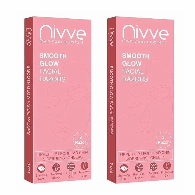 HN Reusable Face Razor for Women Facial Hair- 6 Razors | Instant AND Painless Hair Removal | For Eyebrows, Upper Lip, Forehead, Peach Fuzz, Chin and Sideburns [Pack of 2] ||