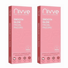 HN Reusable Face Razor for Women Facial Hair- 6 Razors | Instant AND Painless Hair Removal | For Eyebrows, Upper Lip, Forehead, Peach Fuzz, Chin and Sideburns [Pack of 2] ||