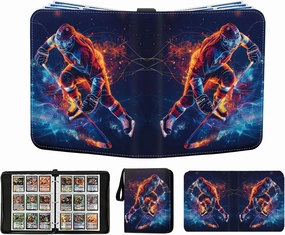 Hockey Card Binder 900 Pockets, Trading Card Binder Sports Card Binder 50 Removable Double Sided Sleeves with Zipper 3-Ring, Hockey Card Holder Baseball Football Soccer Collector Storage Album