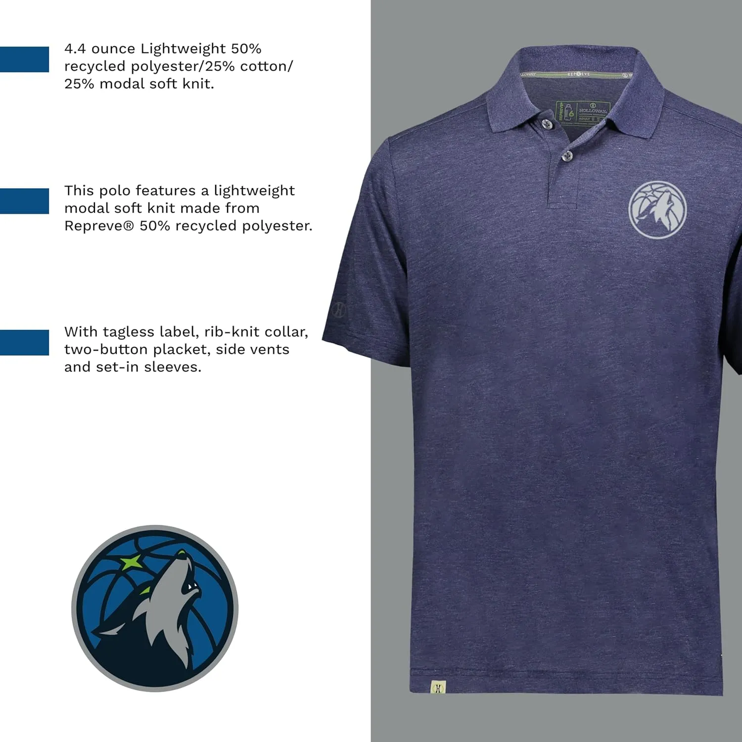 Holloway NBA Repreve® Eco Polo - Sustainable Moisture-Wicking Shirt for Activewear & Casual Wear