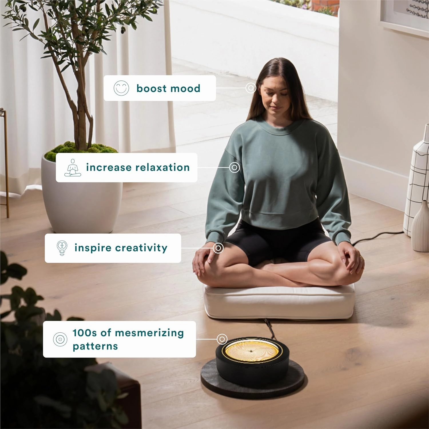 Homedics 11” Drift Sandscape, Compact Size, Zen Garden, Meditation Accessories, Decorative Sandscape, Smart LED Lighting, Wi-Fi Enabled (Black)