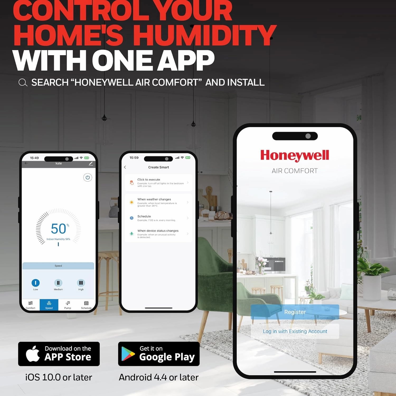 Honeywell 32-Pint ENERGY STAR Smart WiFi Dehumidifier for 3,000 Sq Ft – Laundry Mode, Auto-Comfort Mode & Thermal Overload Protection, TPFIT32AWK