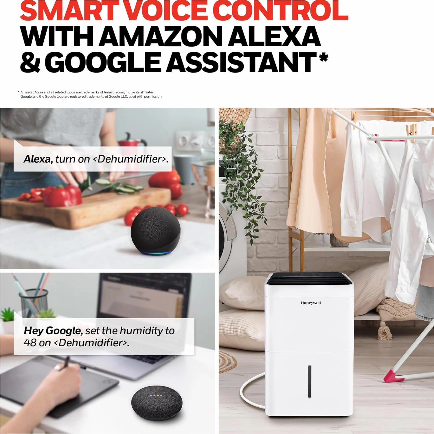 Honeywell 32-Pint ENERGY STAR Smart WiFi Dehumidifier for 3,000 Sq Ft – Laundry Mode, Auto-Comfort Mode & Thermal Overload Protection, TPFIT32AWK