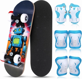 Honoson 7 Pcs Skateboard for Toddlers Beginners Knee Elbow Pads Wrist Guards Gear Set