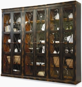 Hooker Furniture Sanctuary 3 Piece Display Cabinet Set in Ebony