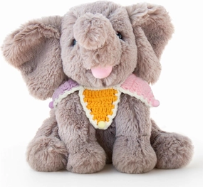 Hopearl Adorable Plush Calf Elephant Toy with Colorful Knitted Bib Floppy Elephish Ultra Xmas Soft Stuffed Animal for Boys Girls Kids Toddlers, Gray, 9''