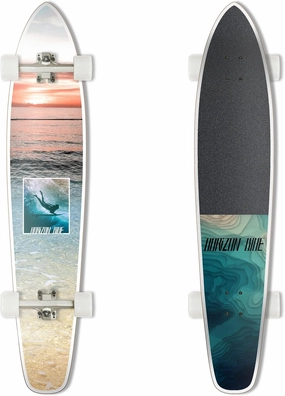 HORIZON BLUE 44 inch Kicktail Cruiser Longboard Skateboard | Hard Maple Deck and Bamboo | Cruising, Carving, Dancing, Free-Style Tricks Carver