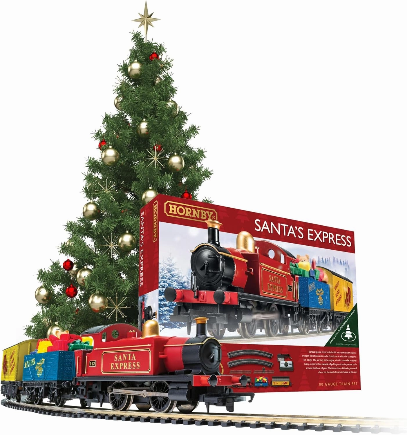 Hornby Santa's Express Christmas Toy Train Set R1248, Red, Blue & Yellow