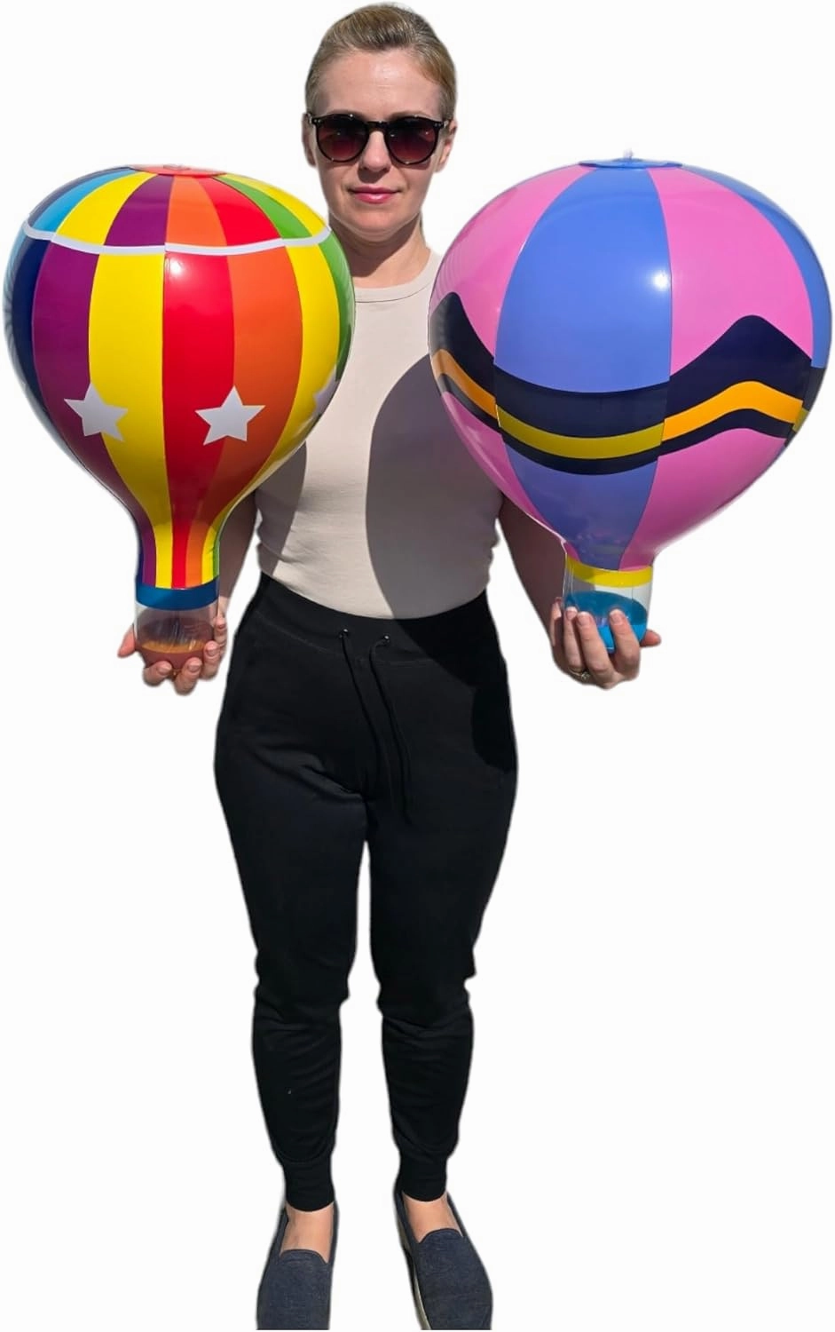 Hot Air Balloons (18") 3 Styles Multicolor Inflatable Balloons, Great Kids Party Favor, Fun Colors, Theme Party, Gift (3 Designs, 6 Pack)