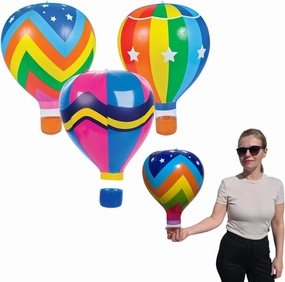 Hot Air Balloons (18") 3 Styles Multicolor Inflatable Balloons, Great Kids Party Favor, Fun Colors, Theme Party, Gift (3 Designs, 6 Pack)