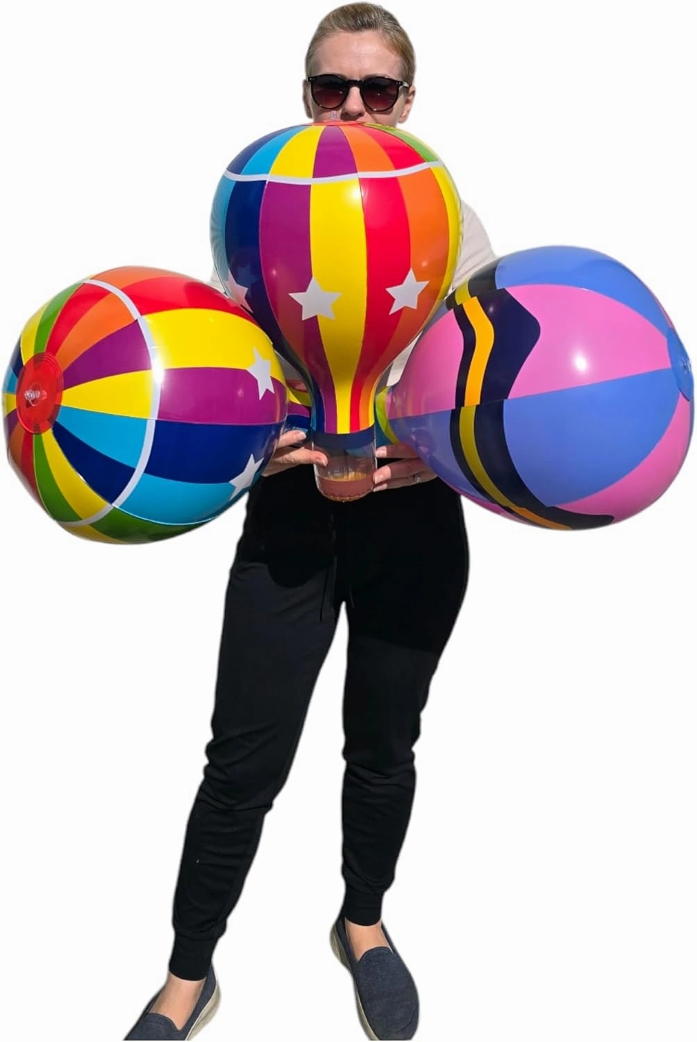 Hot Air Balloons (18") 3 Styles Multicolor Inflatable Balloons, Great Kids Party Favor, Fun Colors, Theme Party, Gift (3 Designs, 6 Pack)