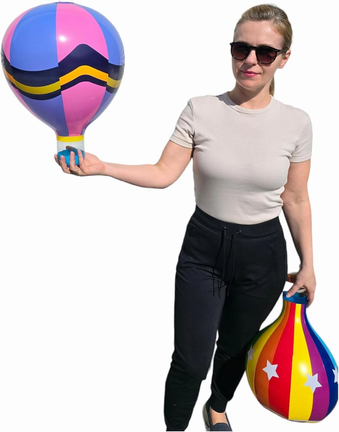 Hot Air Balloons (18") 3 Styles Multicolor Inflatable Balloons, Great Kids Party Favor, Fun Colors, Theme Party, Gift (3 Designs, 6 Pack)