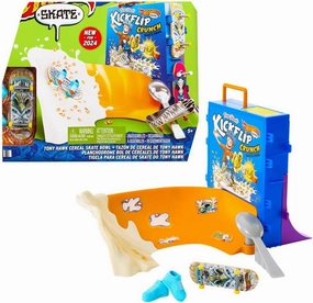 Hot Wheels Skate Tony Hawk Cereal Bowl Fingerboard Set, 1 Exclusive Board & Pair of Removable Skate Shoes, Storage for up to 4 Boards & 4 Pairs of Shoes