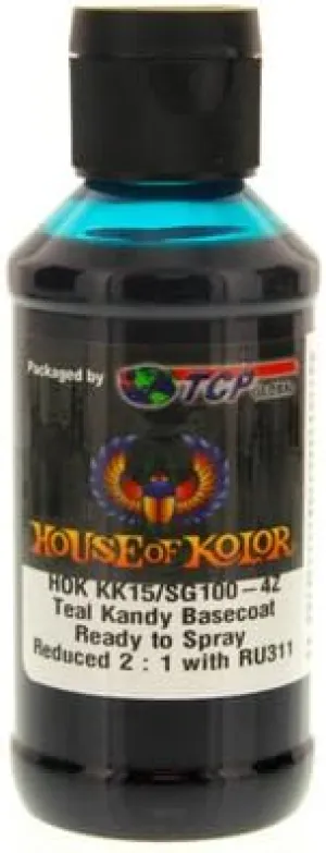House of Kolor Teal Candy Basecoat Pre-Blended R-T-S 4-Oz Bottle