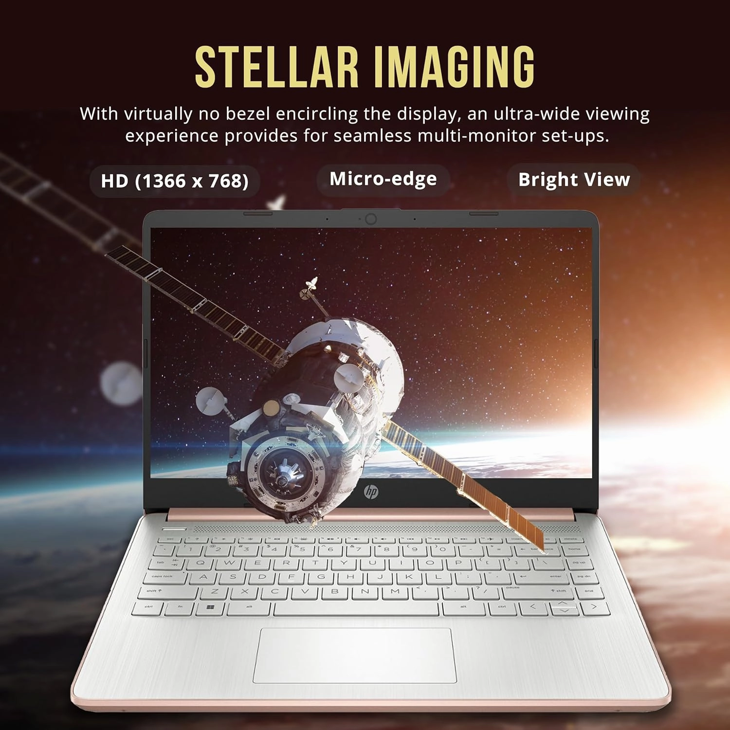 HP Stream 14" HD BrightView Laptop, Intel Celeron N4120, 16GB RAM, 256GB Storage (128GB eMMc 128GB USB Card), Intel UHD Graphics, 720p HD Webcam, 1 Year Office 365, WiFi, Bluetooth, Win 11s, Rose Gold