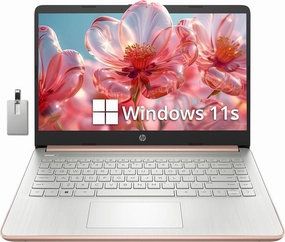HP Stream 14" HD BrightView Laptop, Intel Celeron N4120, 16GB RAM, 256GB Storage (128GB eMMc 128GB USB Card), Intel UHD Graphics, 720p HD Webcam, 1 Year Office 365, WiFi, Bluetooth, Win 11s, Rose Gold