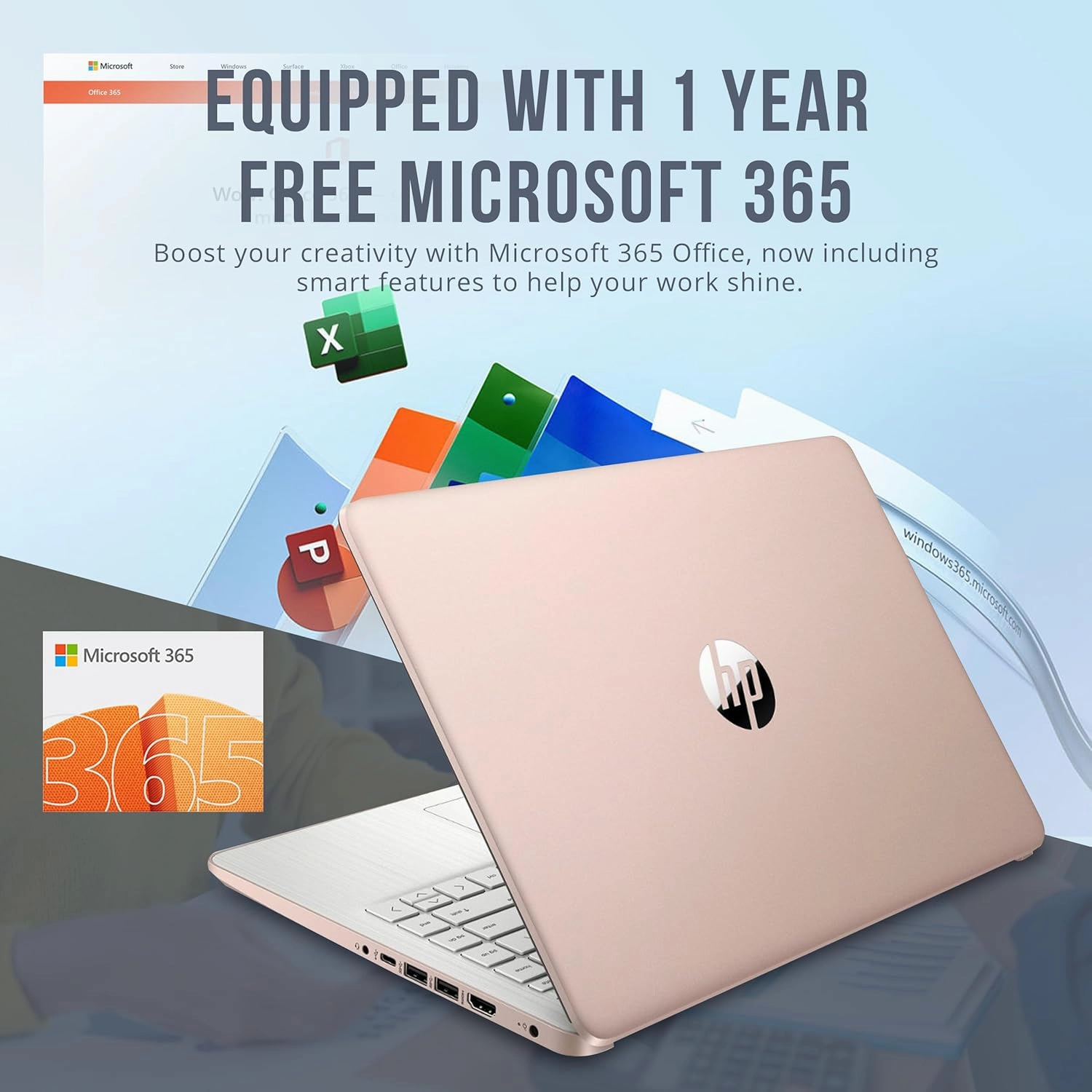 HP Stream 14" HD BrightView Laptop, Intel Celeron N4120, 8GB RAM, 288GB Storage (128GB eMMC   160GB Docking Station Set), Intel UHD Graphics, 720p Webcam, Wi-Fi, 1 Year Office 365, Win 11 S, Gold