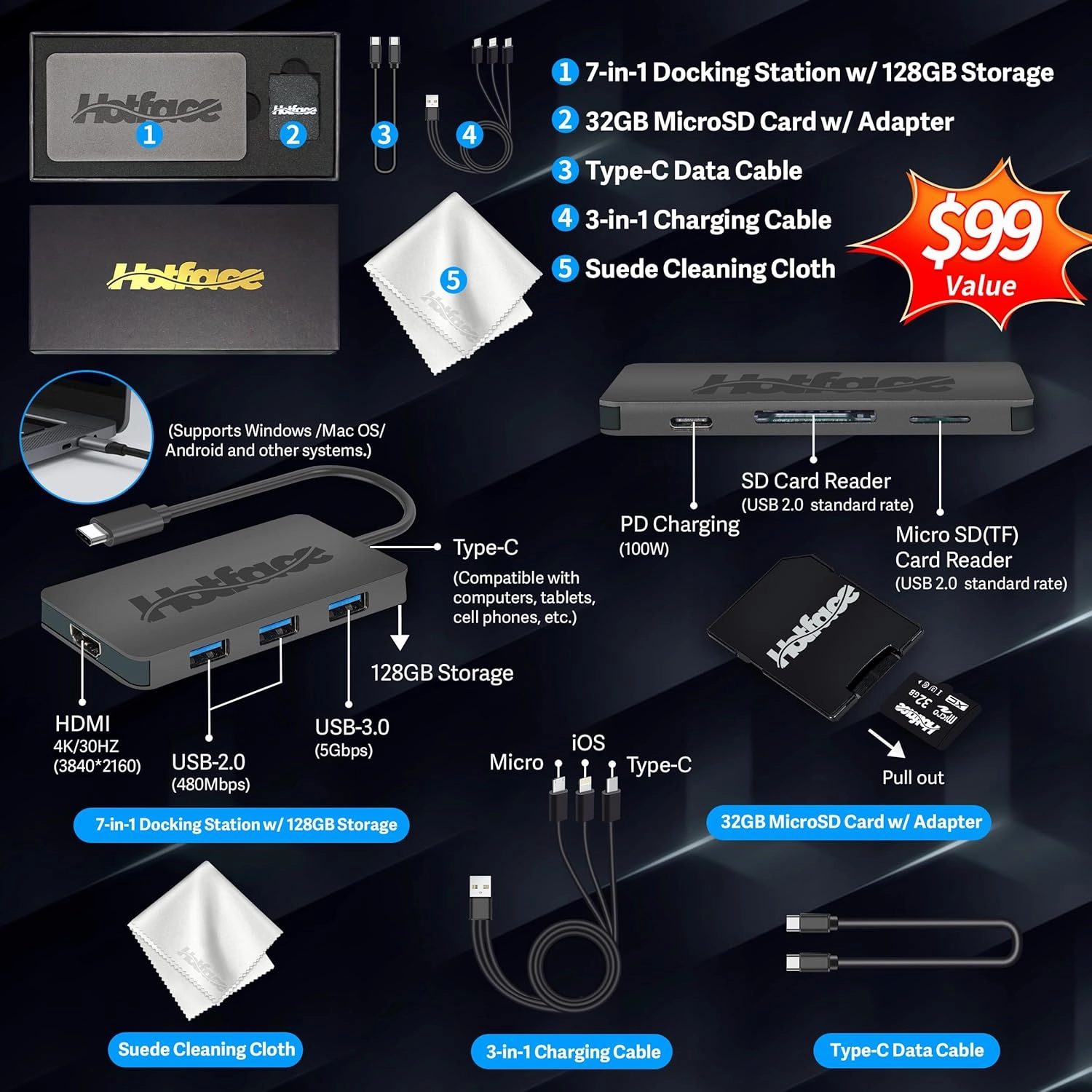 HP Stream 14" HD BrightView Laptop, Intel Celeron N4120, 8GB RAM, 288GB Storage (128GB eMMC   160GB Docking Station Set), Intel UHD Graphics, 720p Webcam, Wi-Fi, 1 Year Office 365, Win 11 S, Gold