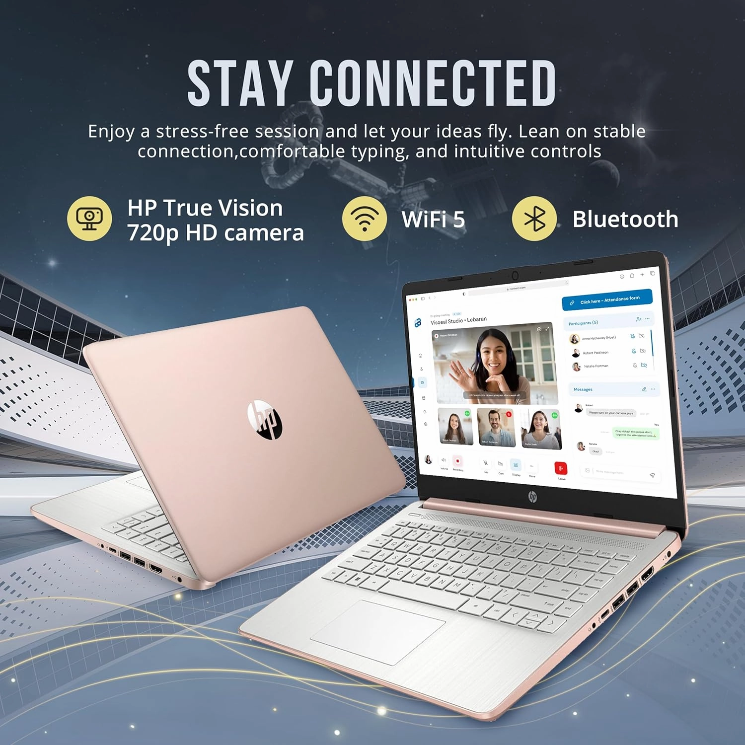 HP Stream 14" HD BrightView Laptop, Intel Celeron N4120, 8GB RAM, 288GB Storage (128GB eMMC   160GB Docking Station Set), Intel UHD Graphics, 720p Webcam, Wi-Fi, 1 Year Office 365, Win 11 S, Gold