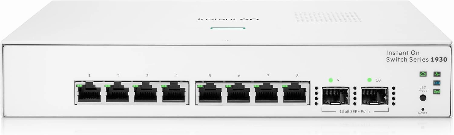 HPE Networking Instant On Switch Series 1930 8-Port Gb Smart-Managed Layer 2  Ethernet Switch | 8X 1G | 2X SFP | US Cord (JL680A#ABA)
