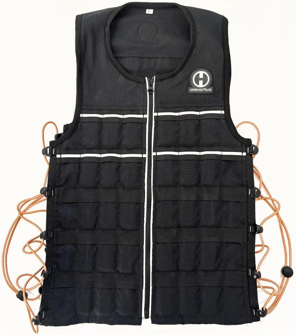 Hyperwear Hyper Vest ELITE Fully Adjustable Weight Vest - Stretch CORDURA® Fabric Zipper Thin Steel Weights - Weighted Vests for Running, Strength, Endurance, Walking - Sizes S, M, L, XL